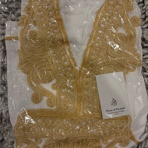 Maison de Marrakech White and Gold Embroidered short kaftan
